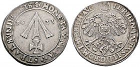 Stralsund
Taler 1623. Stadtwappen zwischen der geteilten Jahreszahl / Gekrönter Doppeladler, auf der Brust der Reichsapfel mit Wertzahl 32 (Schilling...