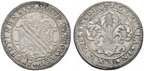 Straßburg
Gulden zu 60 Kreuzer o.J. (nach 1668). Stadtwappen im deutschen Schild, darüber Wertangabe / Stadtlilie. E.u.L. 484, Slg. Voltz 566 var., D...