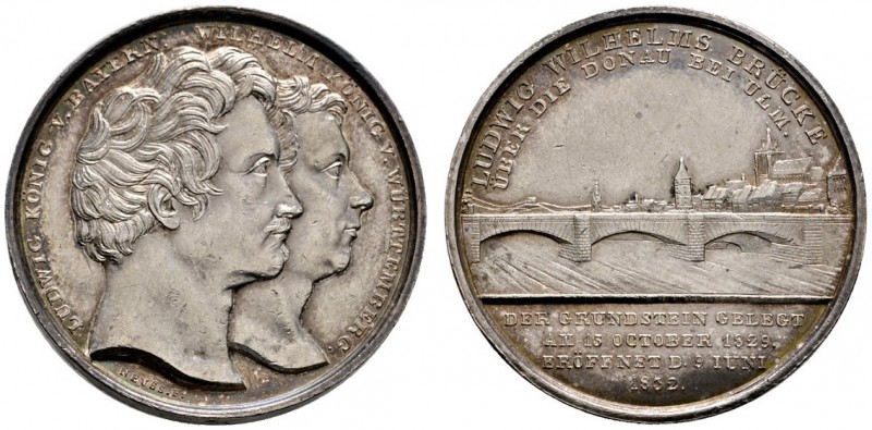Ulm
Silbermedaille 1832 von Neuss (Augsburg), auf die Eröffnung der Ludwig-Wilh...