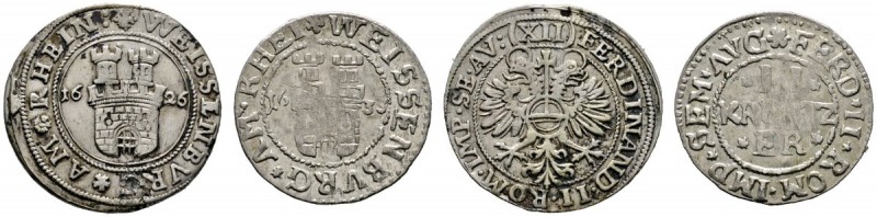 Weissenburg
Lot (2 Stücke): 12 Kreuzer 1622 und 2 Kreuzer 1633 (E.u.L. 801, -)....