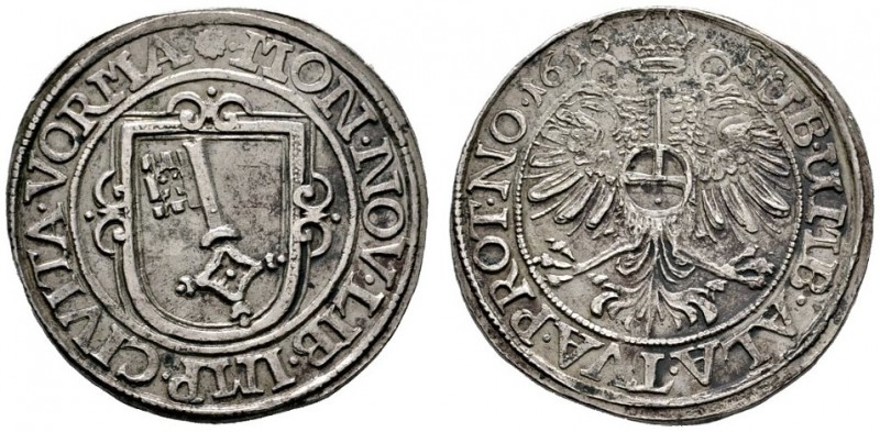 Worms
Dicken 1616. Verzierter spanischer Stadtschild / Gekrönter Doppeladler mi...