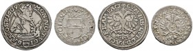 Zug
Lot (2 Stücke): Dicken 1609 mit Hüftbild des hl. Oswald und Groschen 1606 (DT 1242b, 1251j).
feine Patina, gutes sehr schön