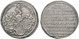 PFALZ-BAYERN
Karl Ludwig von Pfalz-Simmern 1648-1680. Taler 1657 -Heidelberg-. Drei schräg gestellte Wappen­schilde, darüber Turnierhelm mit reicher ...