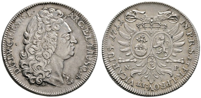 PFALZ-BAYERN
Gulden zu 2/3 Taler 1711 -Düsseldorf oder Heidelberg-. Ähnlich wie...