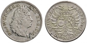 PFALZ-BAYERN
1/6 Taler (= 1/4 Gulden) 1711 -Düsseldorf oder Heidelberg-. Ähnlich wie vorher. Slg. Memm. -, Slg. Noss II, 704 (dieses Exemplar!), Slg....