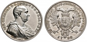 PFALZ-BAYERN
Silbermedaille 1790 von H. Boltschauser (Mannheim). Brustbild des Kurfürsten mit Kurzhaarfrisur im römischen Feldherrnornat nach rechts ...