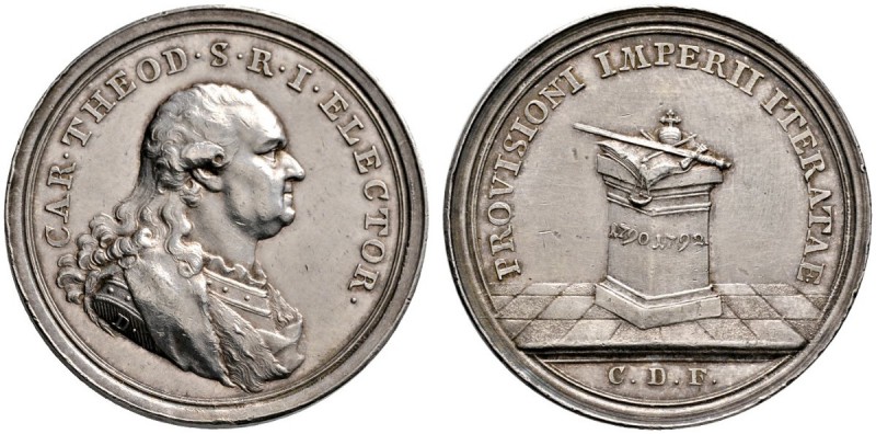 PFALZ-BAYERN
Silbermedaille 1792 von C. Destouches (München). Geharnischtes Bru...