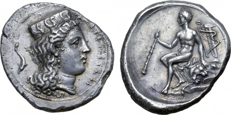 Sicily, Thermai Himerensis AR Didrachm. Circa 365-350 BC. Head of Hera right, we...