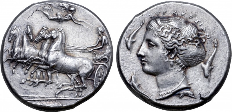 Sicily, Syracuse AR Tetradrachm. Time of Dionysios I, circa 410-395 BC. Unsigned...