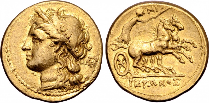 Sicily, Syracuse AV Drachm (60 Litrai). Time of Hieron II, 218-215 BC. Wreathed ...