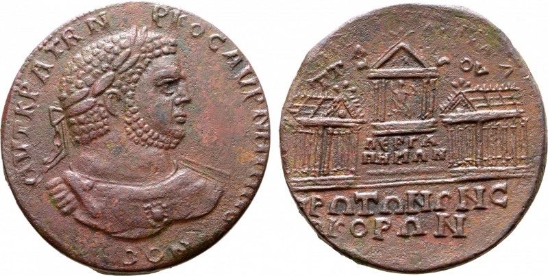 Caracalla Æ Medallion of Pergamum, Mysia. AD 214-217.  M. Caepelius Attalus, str...