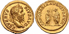 Septimius Severus, with Caracalla and Geta, AV Aureus.
