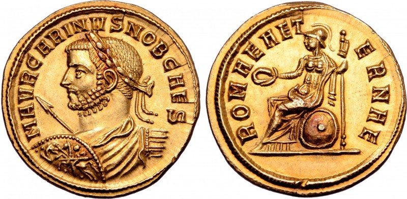 Carinus AV Aureus. Siscia, AD 282-283. M AVR CARINVS NOB CAES, laureate, draped ...