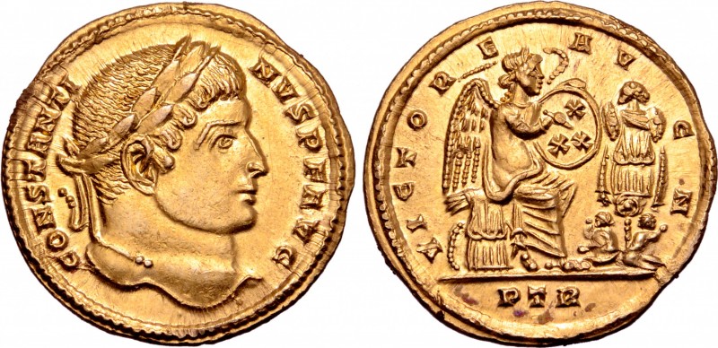 Constantine I 'the Great' AV Solidus. Treveri, early AD 316. CONSTANTINVS P F AV...