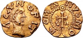 Merovingian, Saint-Maurice-d’Agaume AV Tremissis of 7 Siliquae.
