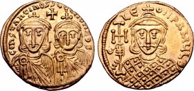 Constantine V Copronymus, with Leo IV and Leo III, AV Solidus.