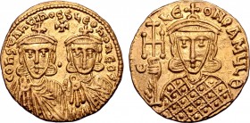 Constantine V Copronymus, with Leo IV and Leo III, AV Solidus.