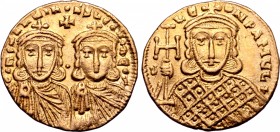Constantine V Copronymus, with Leo IV and Leo III, AV Solidus.