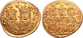Constantine VI and Irene, with Leo III, Constantine V, and Leo IV, AV Solidus.