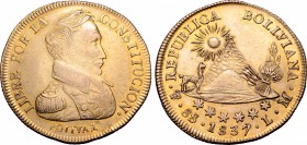 Bolivia, Republic. Simón Bolívar AV 8 Scudos.