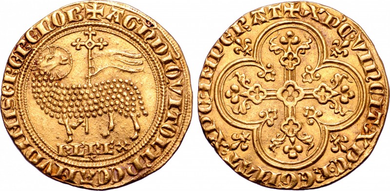 France, Kingdom. Charles IV le Bel (the Fair, 1322-1328) AV Agnel d'or. Struck f...
