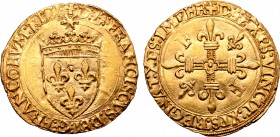 France, Kingdom. François I le Restaurateur des Lettres AV Écu d'or.