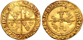 France, Kingdom. François I le Restaurateur des Lettres AV Écu d'or au soleil du Dauphiné.