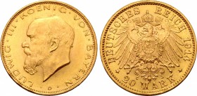 German States, Kingdom of Bavaria. Ludwig III AV 20 Marks.
