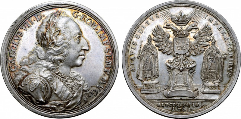 German States, Free Imperial City of Frankfurt. Charles VII (1726-1745) AR Medal...