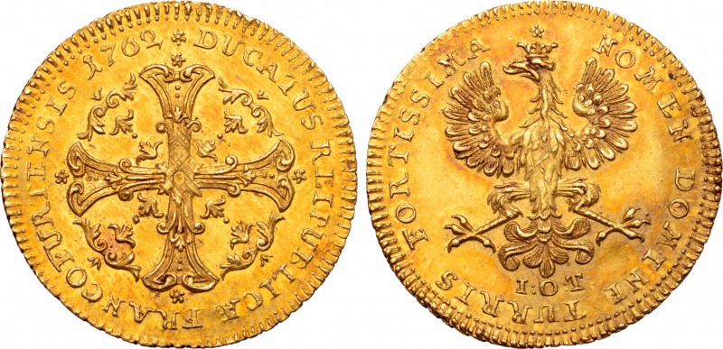 German States, Free Imperial City of Frankfurt AV Dukat. 1762. FORTISSIMA ∗ NOME...