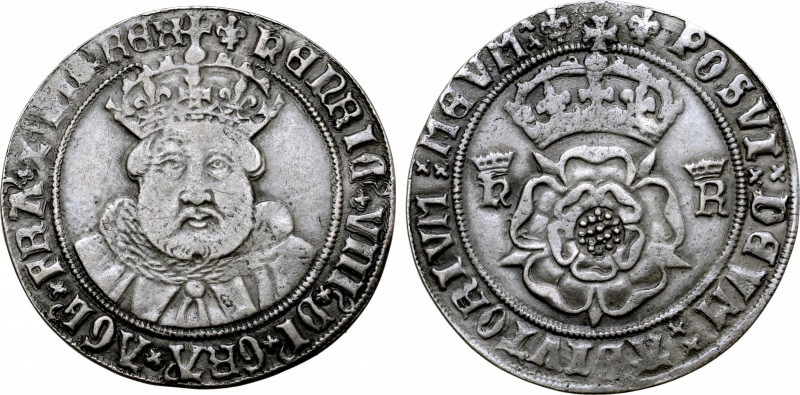 Great Britain, Tudor. Henry VIII (1509-1547) AR Testoon of Twelve Pence. Tower (...
