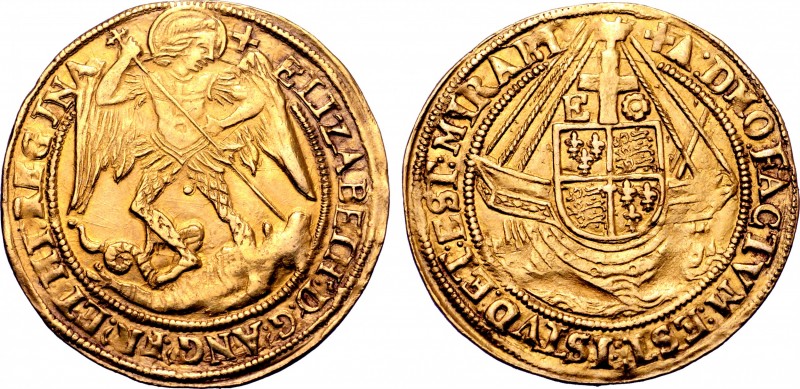 Great Britain, Tudor. Elizabeth I (1558-1603) AV Angel. Tower (London) mint. Fou...