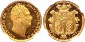 Great Britain, Hanover. William IV AV Proof 1/2 Sovereign.