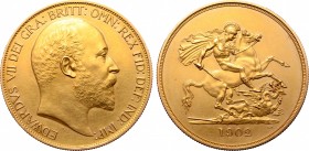 Great Britain, Saxe-Coburg and Gotha. Edward VII AV Matte Proof 5 Pounds.