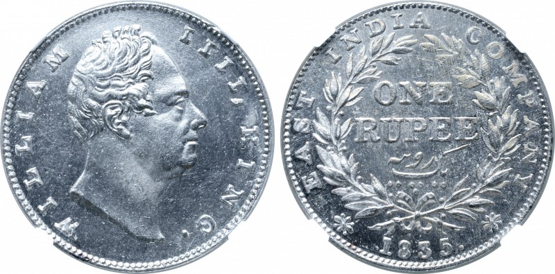India, British Colonial. William IV (1830-1837) AR Rupee. East India Company iss...