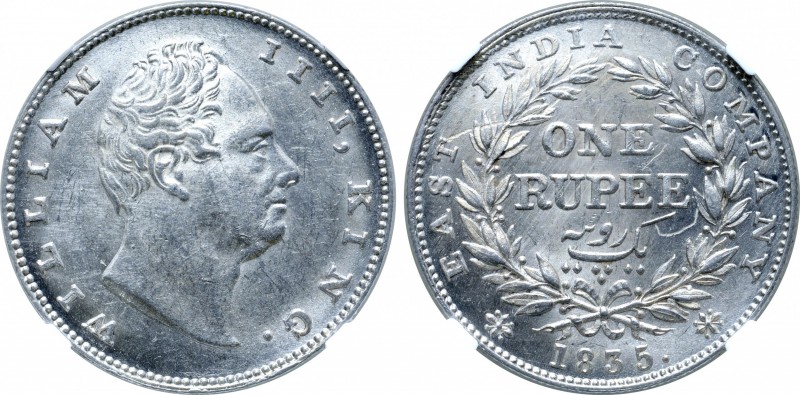 India, British Colonial. William IV (1830-1837) AR Rupee. East India Company iss...