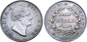 India, British Colonial. William IV AR 1/2 Rupee.