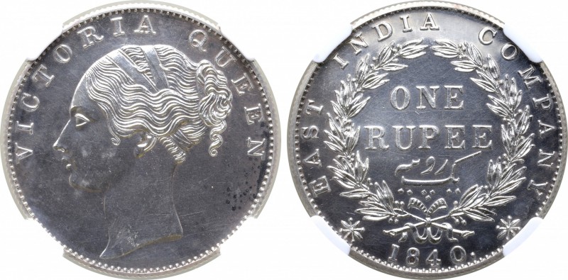 India, British Colonial. Victoria (1837-1901) AR Proof Restrike Rupee. Calcutta ...