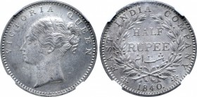 India, British Colonial. Victoria AR 1/2 Rupee.