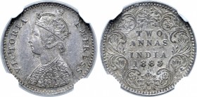 India, British Colonial. Victoria AR Two Annas.