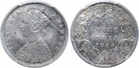 India, British Colonial. Victoria AR 1/2 Rupee.