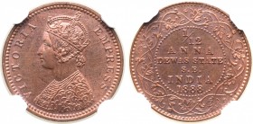 India, British Colonial. Victoria CU Proof Restrike 1/12 Anna.