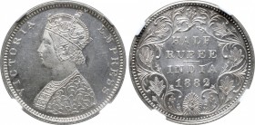 India, British Colonial. Victoria AR 1/2 Rupee.