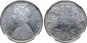 India, British Colonial. Victoria AR 1/2 Rupee.