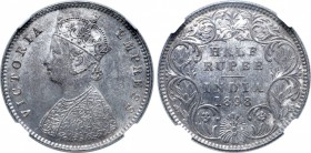 India, British Colonial. Victoria AR 1/2 Rupee.