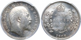 India, British Colonial. Edward VII AR 1/2 Rupee.