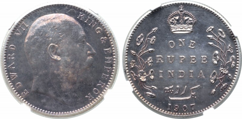 India, British Colonial. Edward VII (1901-1910) AR Proof Restrike Rupee. Calcutt...