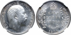 India, British Colonial. Edward VII AR 1/2 Rupee.