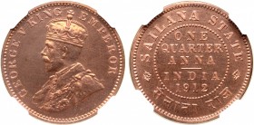India, British Colonial. George V CU Original Proof 1/4 Anna.
