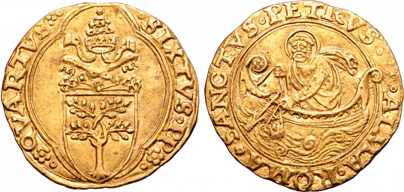 Italy, Papal States (Stato Pontificio). Sixtus IV (1471-1484) AV Fiorino di came...
